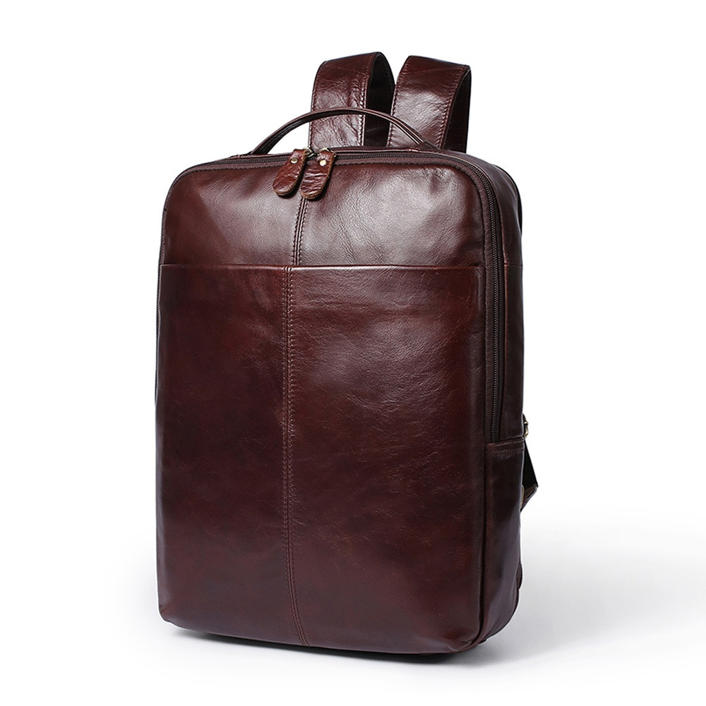 Business Men's Genuine Leather Backpack