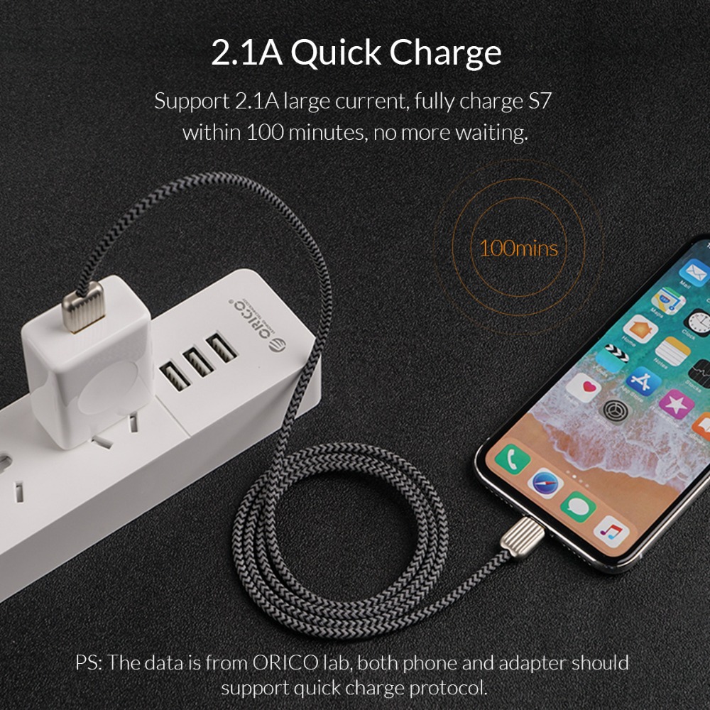 2.1A USB Cable for iOS and Android Phones