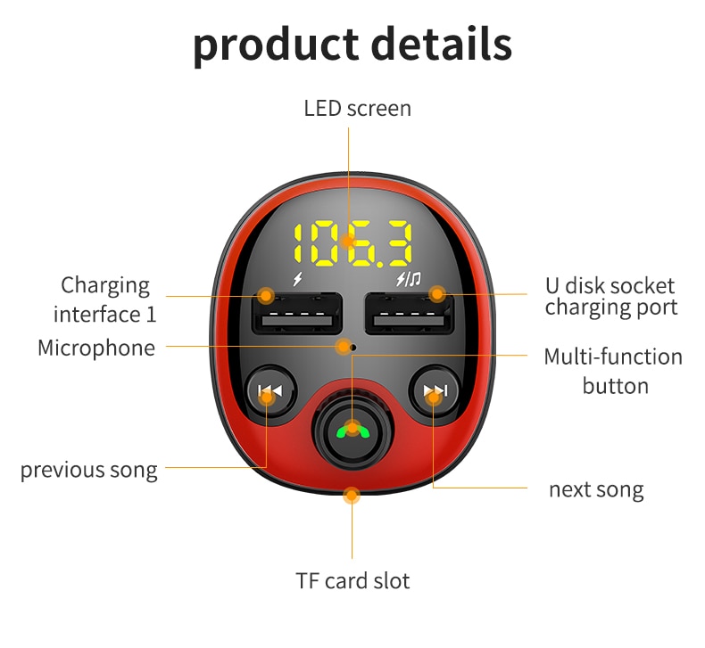 Car Phone Charger with Handsfree FM Transmitter