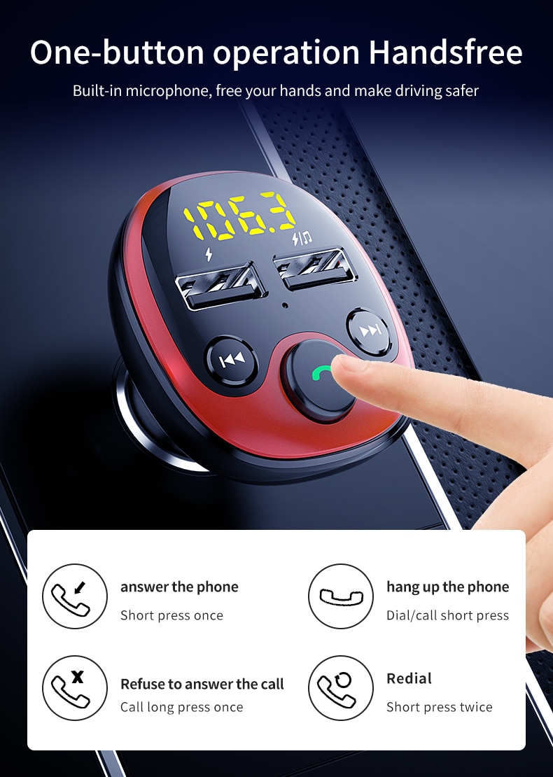 Car Phone Charger with Handsfree FM Transmitter