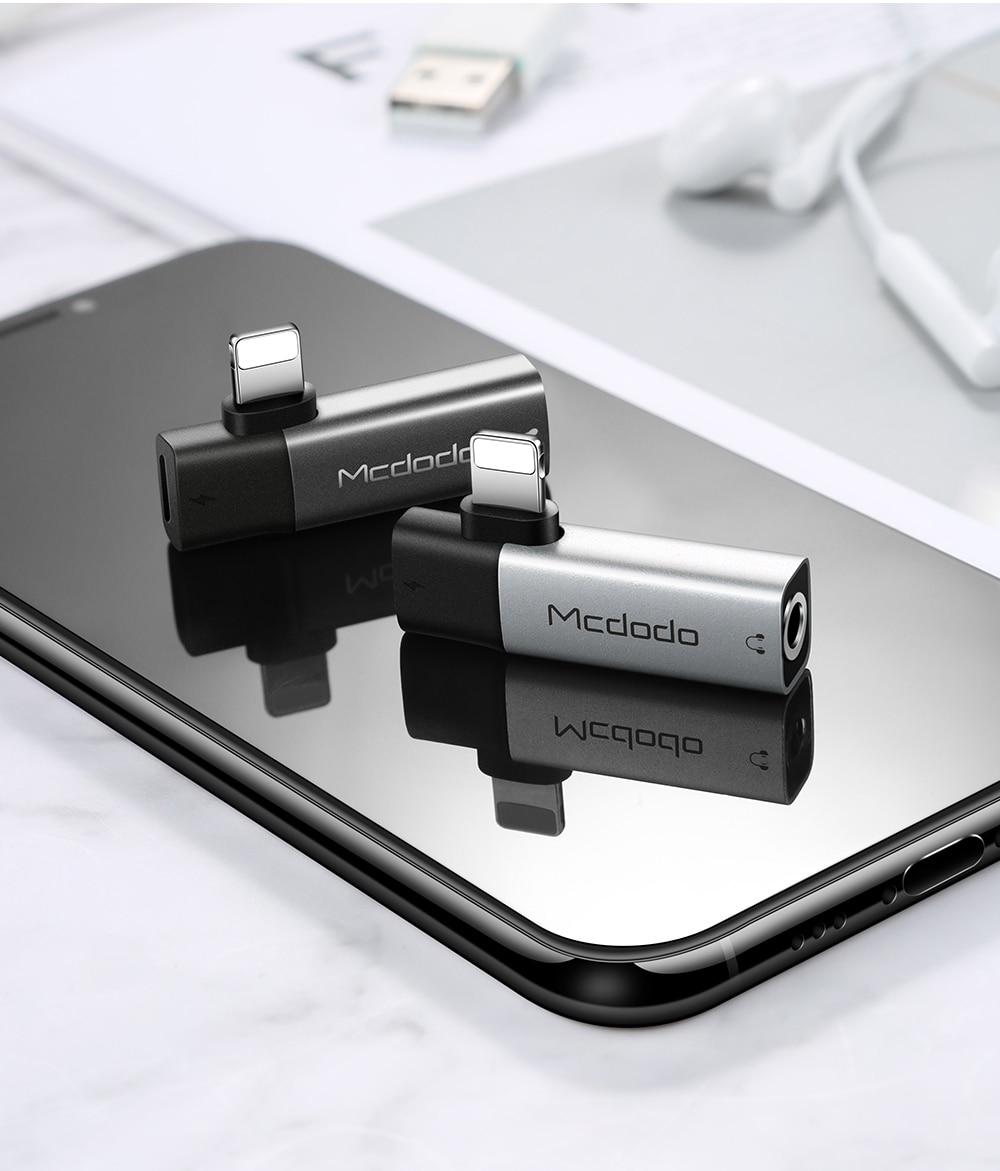 Black and Grey Headphone Adapter for iPhone