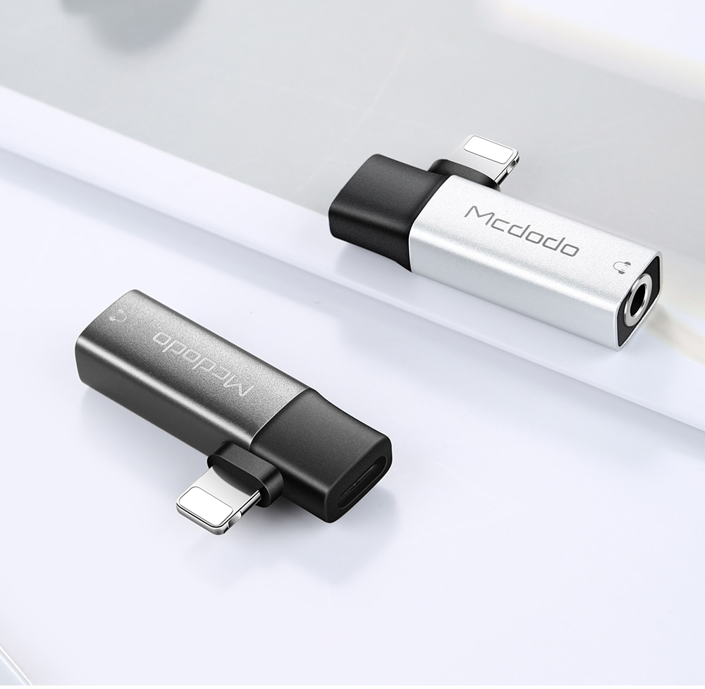 Black and Grey Headphone Adapter for iPhone