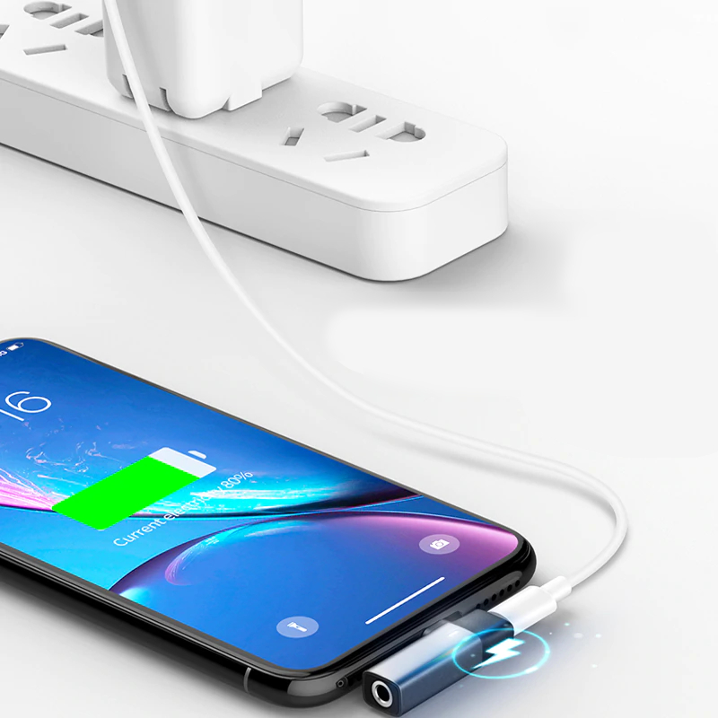 Black and Grey Headphone Adapter for iPhone