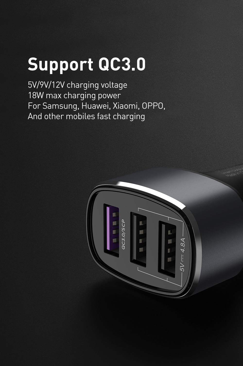 3 USB Ports Car Phone Charger