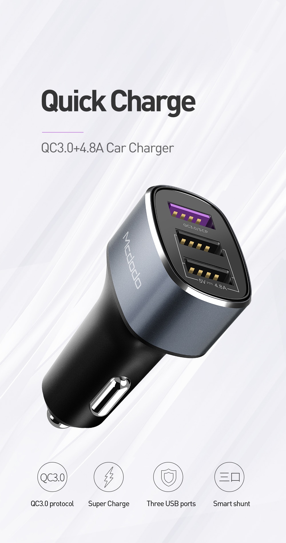 3 USB Ports Car Phone Charger