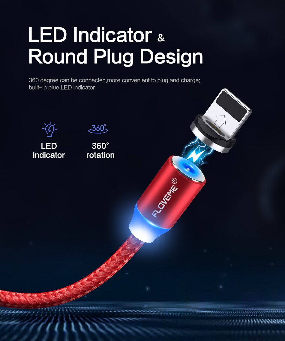 Magnetic Design Charging Cable with LED Indicator