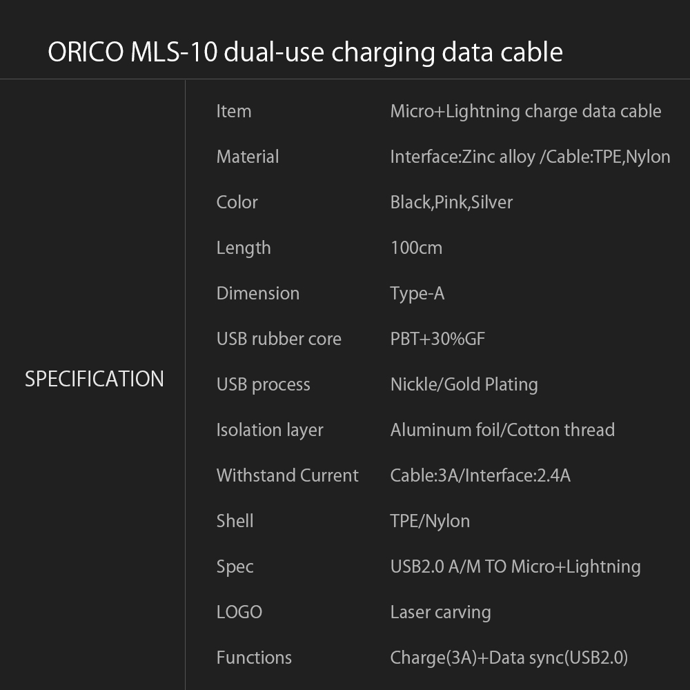 2-in-1 Lightning and Micro USB Charging Cable