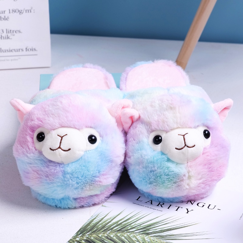 Women's Cute Alpaca Plush Slippers
