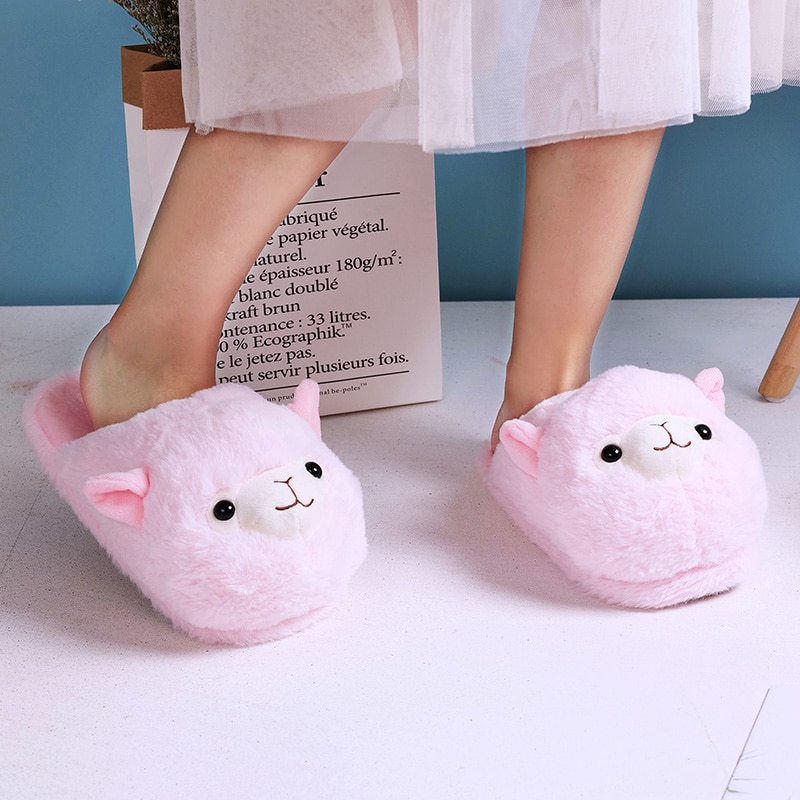 Women's Cute Alpaca Plush Slippers