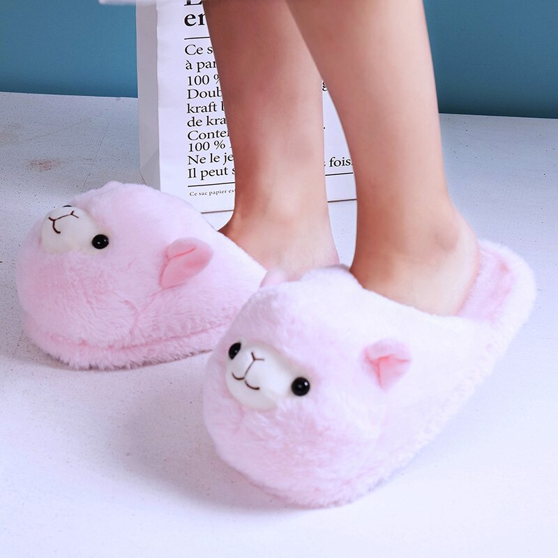 Women's Cute Alpaca Plush Slippers