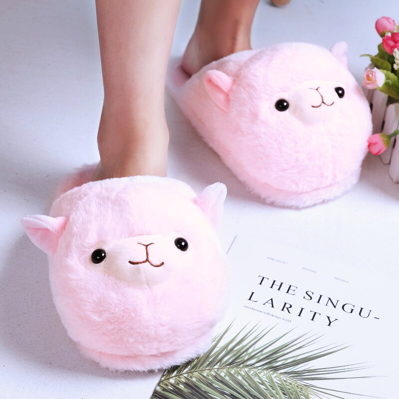 Women's Cute Alpaca Plush Slippers