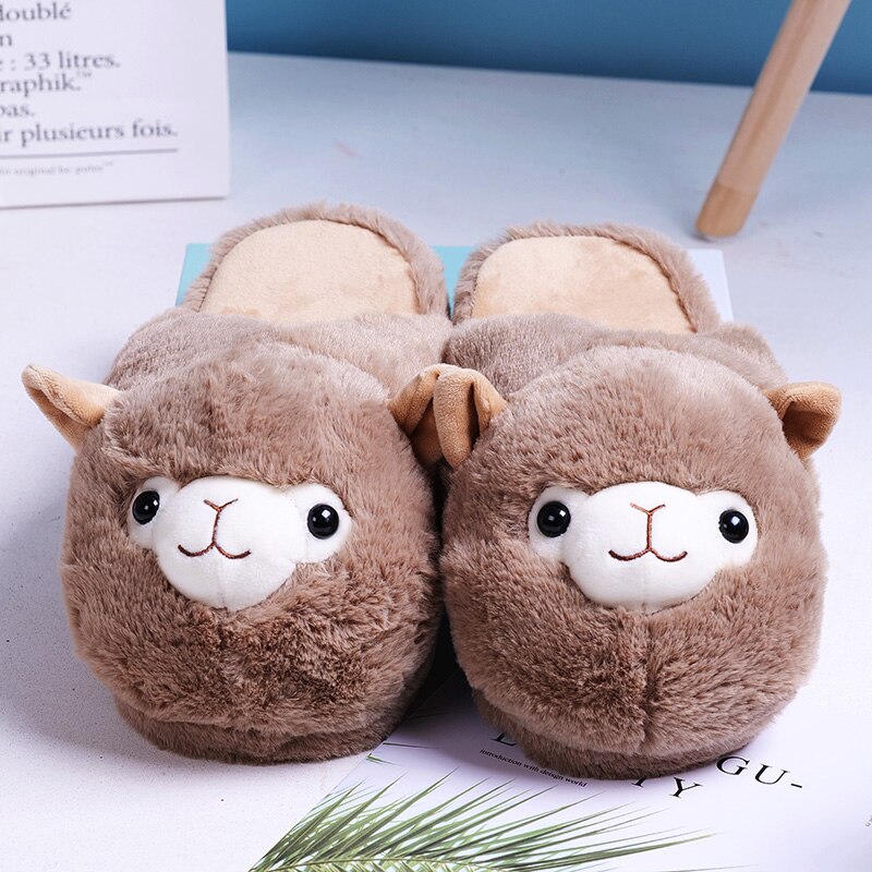 Women's Cute Alpaca Plush Slippers