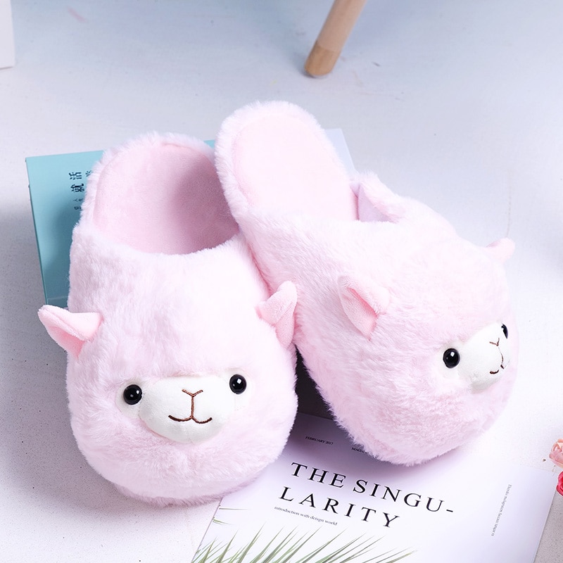Women's Cute Alpaca Plush Slippers