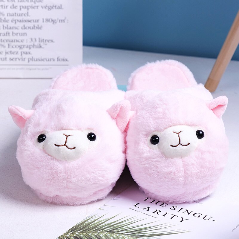 Women's Cute Alpaca Plush Slippers