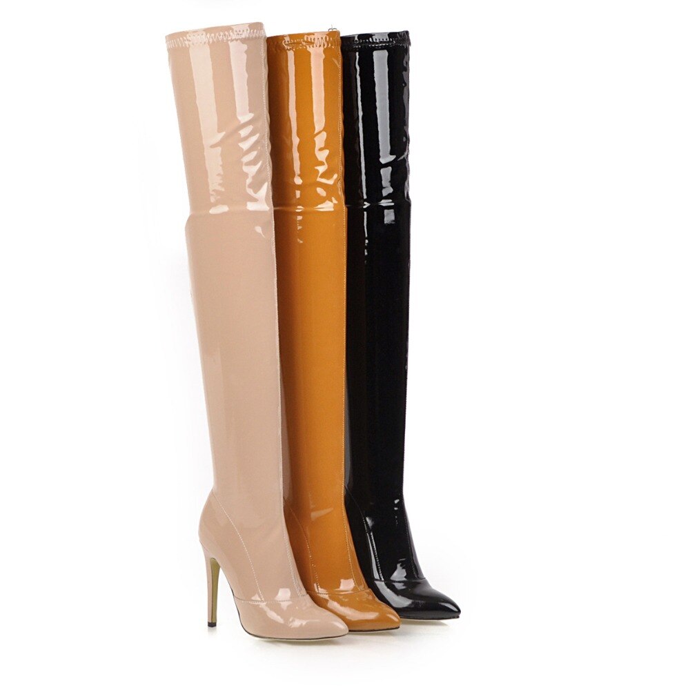 Women's Patent Eco-Leather High Heel Knee Boots