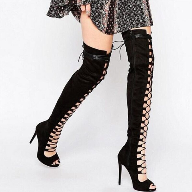 Women's Sexy Strappy Knee High Boots