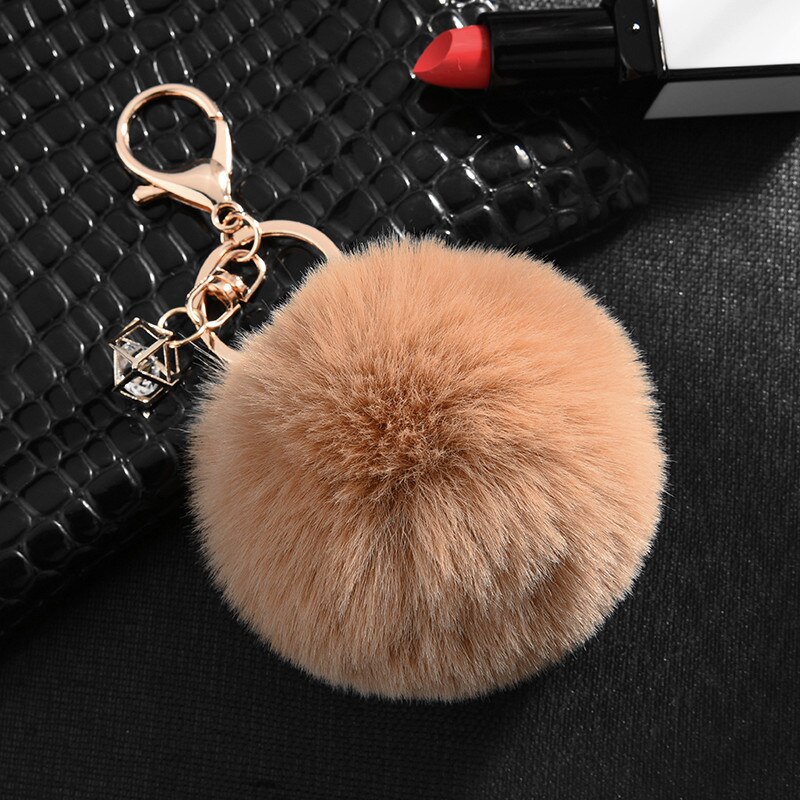Rabbit Fur Ball Keychain