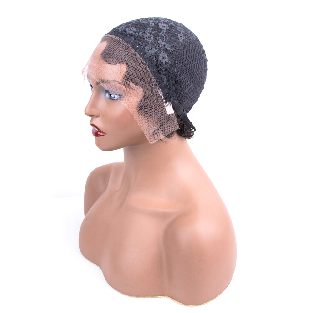 Black Short Wavy Lace Remy Human Hair Wig