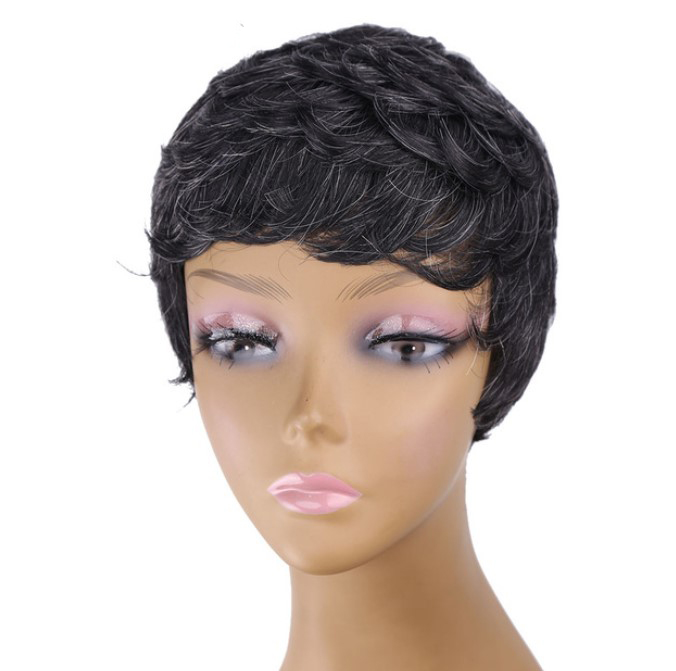 Black Short Feathers Synthetic Wig Black Short Feathers Synthetic Wig