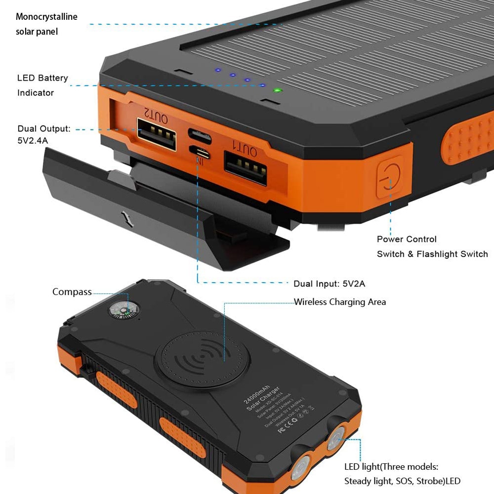 Waterproof Solar Power Bank Charger