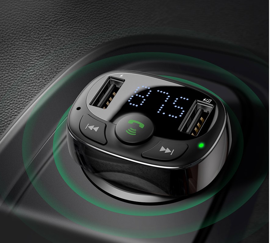 Dual USB Car Phone Charger with FM Transmitter