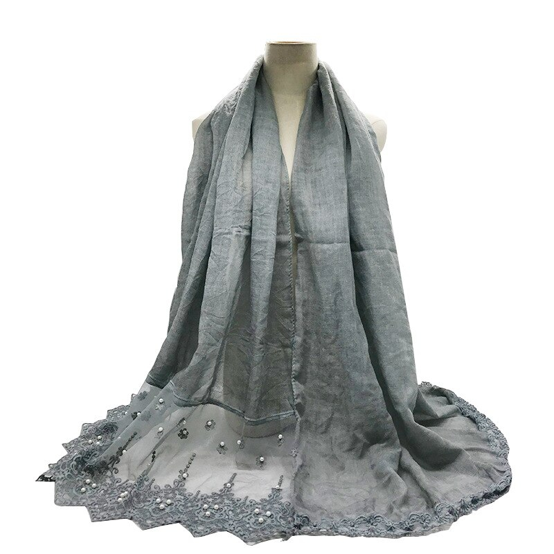Women's Lace Pearls Decorated Headscarf