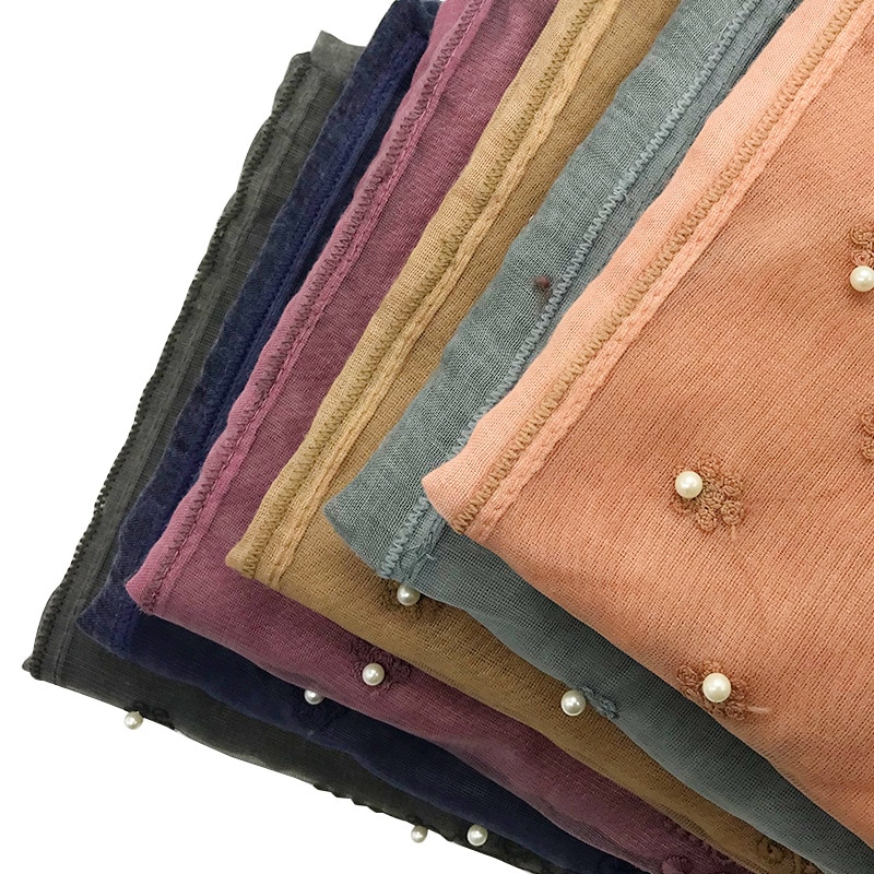 Women's Lace Pearls Decorated Headscarf