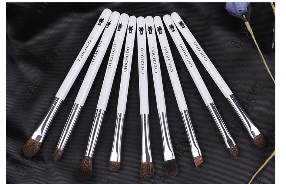Natural Pony Hair Eye Makeup Brushes 9 Pcs Set