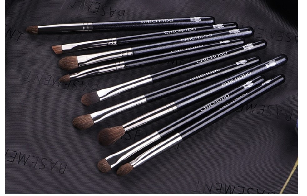 Natural Pony Hair Eye Makeup Brushes 9 Pcs Set