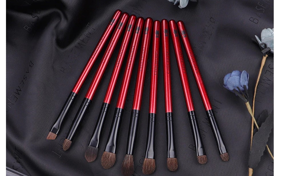 Natural Pony Hair Eye Makeup Brushes 9 Pcs Set