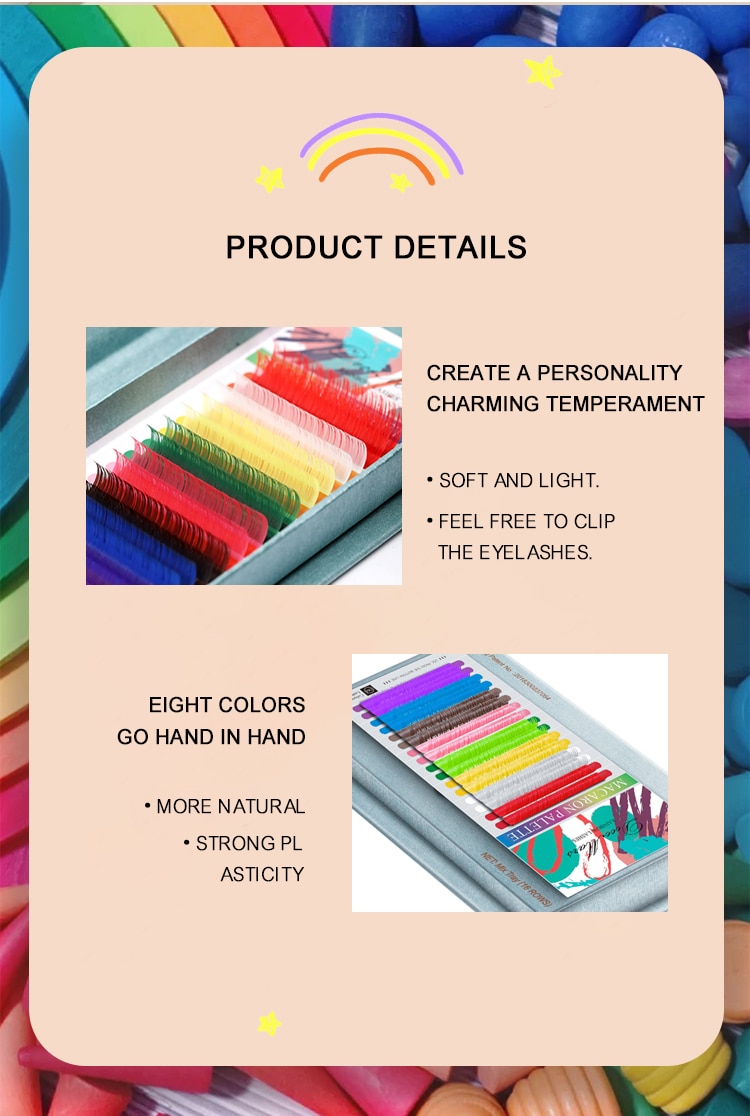 Colorful Eyelashes 16 Rows Set