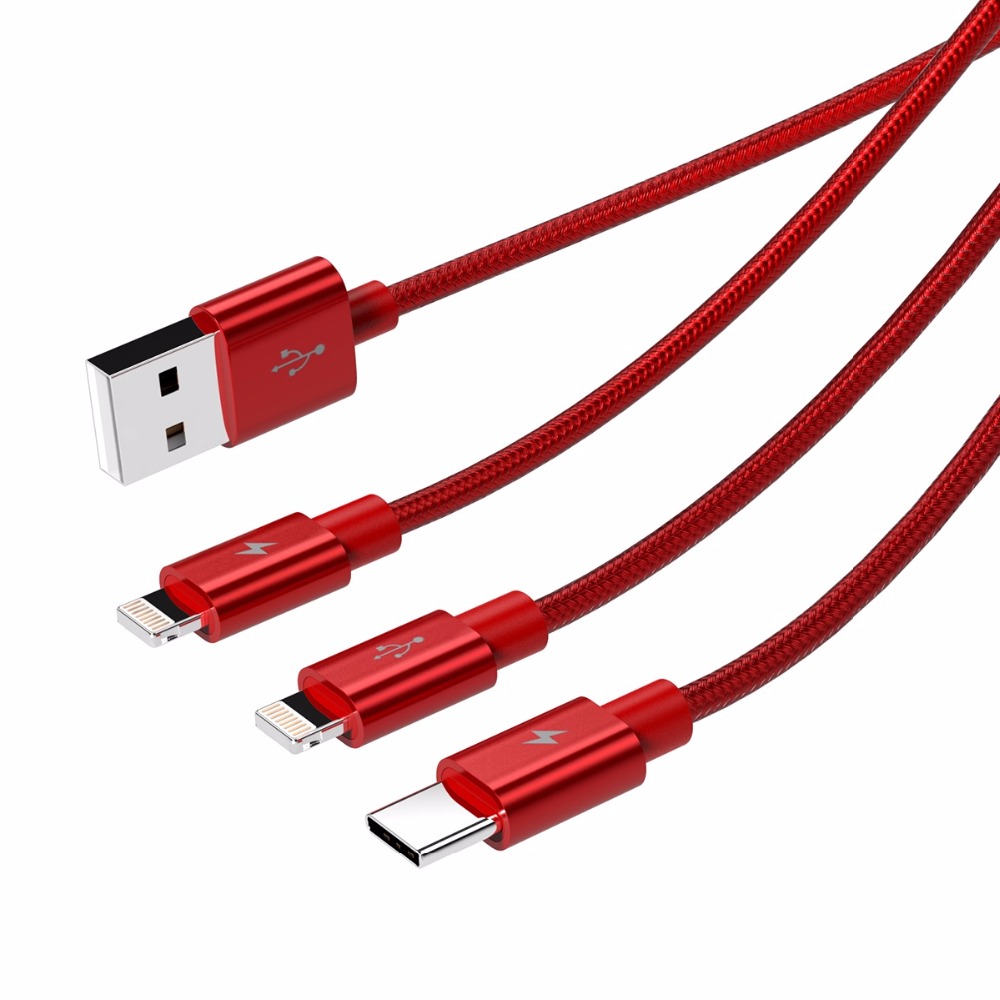 3 in 1 USB Cable for iPhone and Smartphones 3 in 1 USB Cable for iPhone and Smartphones